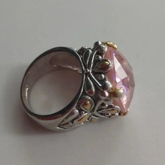 Elegant Pink and Gold/Silver Women's Ring - Picture 11 of 14
